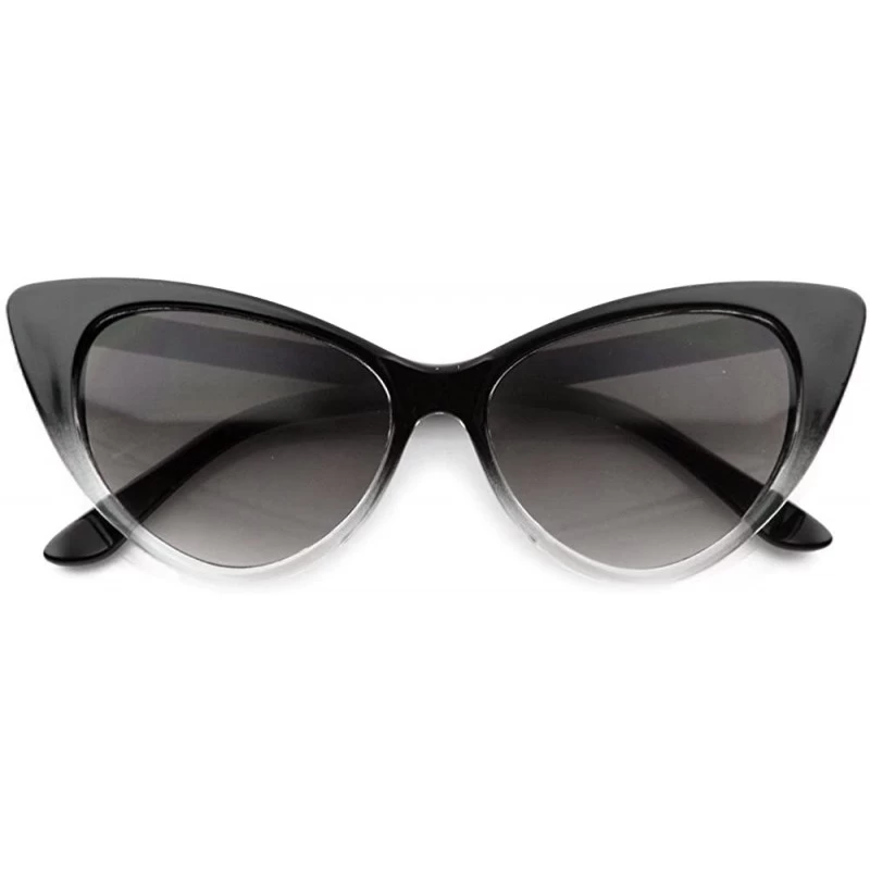 Aviator Women Cateye Sunglasses 50s Vintage Runway Fashion - Black Faded - CW182XC3Z2L $7.13