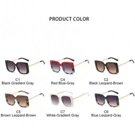 Square Oversized Square Sunglasses for Women UV400 - C4 Red Blue Gray - CD198G7H765 $13.30