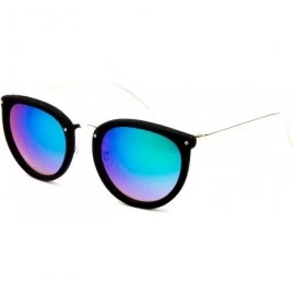 Round "Miley" Unique Round Glasses with UV400 Flash Lenses Modern Fashion Sunglasses - Black - C212NFFBTG5 $19.94