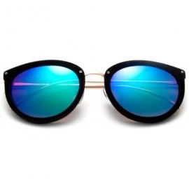 Round "Miley" Unique Round Glasses with UV400 Flash Lenses Modern Fashion Sunglasses - Black - C212NFFBTG5 $8.89