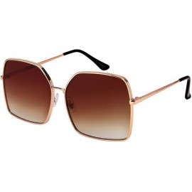 Oval Oversized Square Sunglasses with Flat Lenses 3123FLAP/3361FLAP - Rose Gold - C3183X0I877 $20.31
