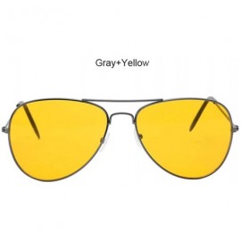 Aviator Men Aviation Sunglasses Women Night Vision Glasses Driving Yellow Blackclearred - Grayyellow - CW18XDWE033 $9.30