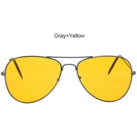 Aviator Men Aviation Sunglasses Women Night Vision Glasses Driving Yellow Blackclearred - Grayyellow - CW18XDWE033 $9.30