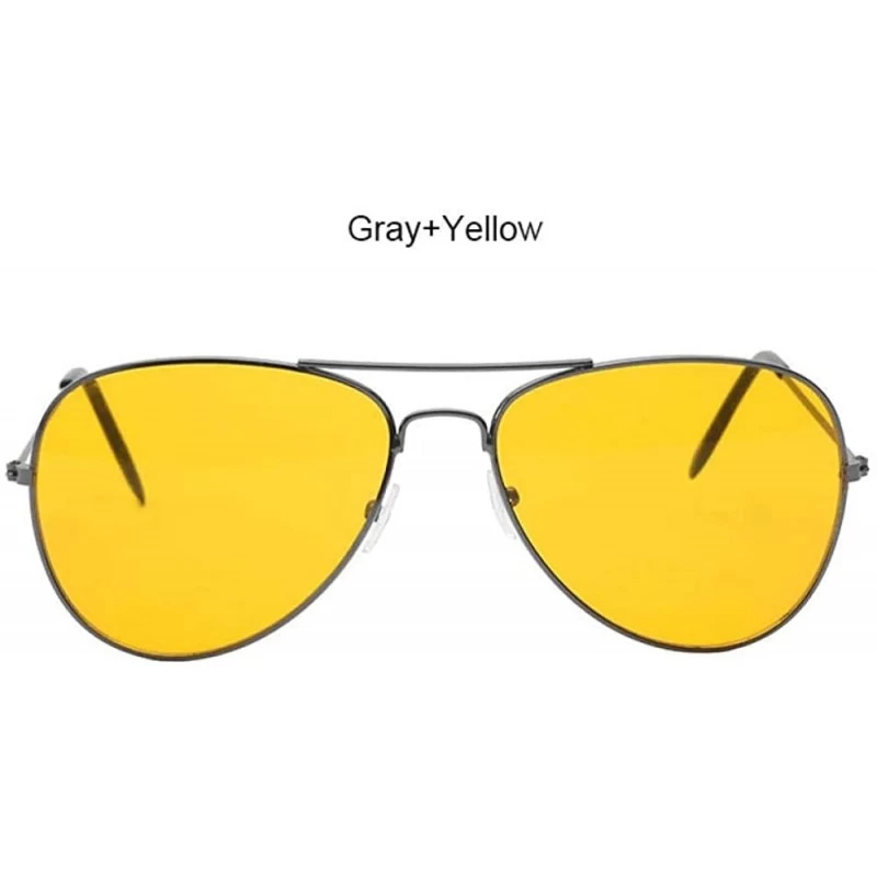 Aviator Men Aviation Sunglasses Women Night Vision Glasses Driving Yellow Blackclearred - Grayyellow - CW18XDWE033 $9.30