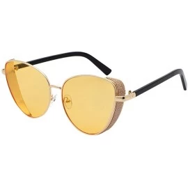 Round Polarized Sunglasses Classic Small Round Metal Frame for Women Polarized Sunglasses - Yellow - C7199L3D5Q5 $16.23