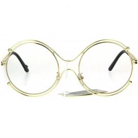 Round Womens Art Deco Futurism Oversize Round Funky Eye Glasses - Gold - CV1839KWY6Q $22.59
