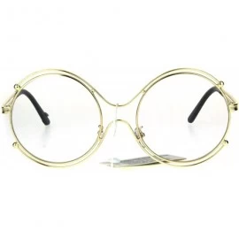 Round Womens Art Deco Futurism Oversize Round Funky Eye Glasses - Gold - CV1839KWY6Q $12.82