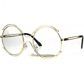 Round Womens Art Deco Futurism Oversize Round Funky Eye Glasses - Gold - CV1839KWY6Q $12.82