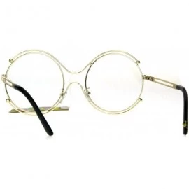 Round Womens Art Deco Futurism Oversize Round Funky Eye Glasses - Gold - CV1839KWY6Q $12.82