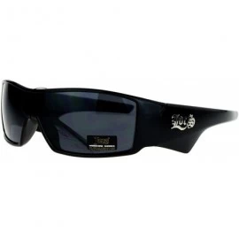 Rectangular Locs Sunglasses Mens Shield Rectangular Thick Wrap Frame Black - Shiny Black - CI18920KLA2 $7.77
