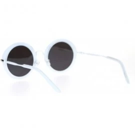 Round Womens Sunglasses Round Metal Flat Frame & Flat Lens UV 400 - White (Silver Mirror) - CD188QGENT7 $10.57