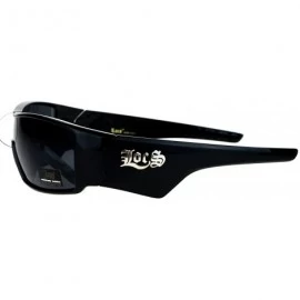 Rectangular Locs Sunglasses Mens Shield Rectangular Thick Wrap Frame Black - Shiny Black - CI18920KLA2 $17.72