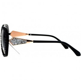 Butterfly Womens Bling Rhinestone Rock Candy Glitter Butterfly Sunglasses - Black Smoke - C217WTUXD27 $13.43