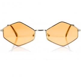 Round Diamond Hexagonal Sunglasses Smoke Pop Color Tinted A112 A212 - Silver/ Apricot - C3180Q89ZX6 $23.83