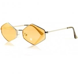 Round Diamond Hexagonal Sunglasses Smoke Pop Color Tinted A112 A212 - Silver/ Apricot - C3180Q89ZX6 $15.68