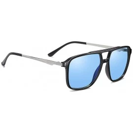 Square Men Women Square Polarized Mirror Sunglasses Vintage Driving Night Vision Sun Glasses Male UV400 - C5blue - C5199QC344...