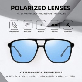 Square Men Women Square Polarized Mirror Sunglasses Vintage Driving Night Vision Sun Glasses Male UV400 - C5blue - C5199QC344...