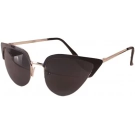 Sport Women's Cat Eye Mirrored Thin Lenses Street Fashion Metal Frame Women Sunglasses - Black/Black - CE12IOUY9LP $18.33