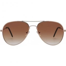 Oversized Classic Aviator Style Sunglasses Brown Color Lens Bronze Color Frame UVB Protection 3 Pairs - C211MNHJXTJ $9.33