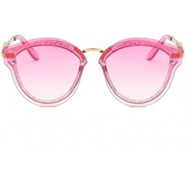 Oval Unisex Retro Cat Eye Metal Frame Oversized Plastic Lenses Sunglasses - Purple Pink - CS18N0ZHUG9 $20.73