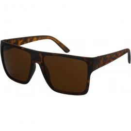 Square Trendy Flat Top Plastic Square Sunglasses for Men Women 1408-SD - Matte Tortoise Frame/Brown Lens - CB18HZAGUEY $12.57