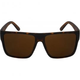 Square Trendy Flat Top Plastic Square Sunglasses for Men Women 1408-SD - Matte Tortoise Frame/Brown Lens - CB18HZAGUEY $12.57