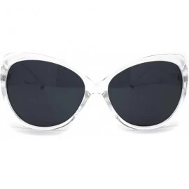 Butterfly Womens Classic 90s Butterfly Designer Plastic Sunglasses - Clear Black - CZ196R4Z0XX $19.93