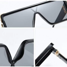 Square One Piece Square Sunglasses for Men Oversized Women Sun Glasses Retro Male Uv400 - Gold With Black - C6194XSUL8R $10.00