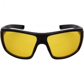 Wrap Yellow HD Night Vision Sports Wrap Sunglass for Men Night Driving W/Fiber Case - Black Frame/Yellow Lens - CY187CWHMA9 $...
