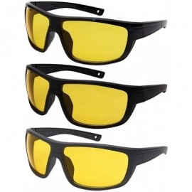 Wrap Yellow HD Night Vision Sports Wrap Sunglass for Men Night Driving W/Fiber Case - Black Frame/Yellow Lens - CY187CWHMA9 $...