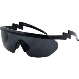 Oversized Semi Rimless Goggle Style Retro Rainbow Mirrored Lens ZigZag Sunglasses - Black - CK18SY8SWNC $29.41
