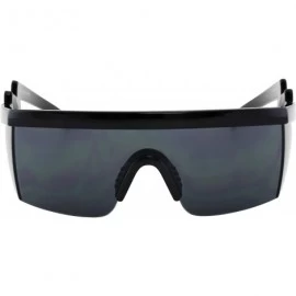 Oversized Semi Rimless Goggle Style Retro Rainbow Mirrored Lens ZigZag Sunglasses - Black - CK18SY8SWNC $16.90