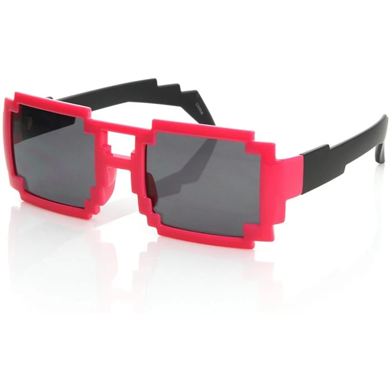 Square Colorful Square Aviator Digital CPU 16-Bit Graphics Gamer Geek Pixel Sunglasses (Pink) - CG119FMDNI7 $11.54