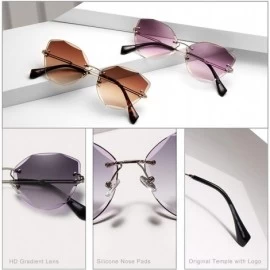 Rimless DESIGN Fashion Sun Glasses RimlWomen Sunglasses Vintage Alloy Frame Classic Shades Oculo - Blue Gradient Pink - CD197...
