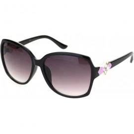Oversized Womens Square Art Deco Rhinestone Jewel Butterfly Plastic Sunglasses - Black Purple Smoke - C318OQUNWO8 $23.23