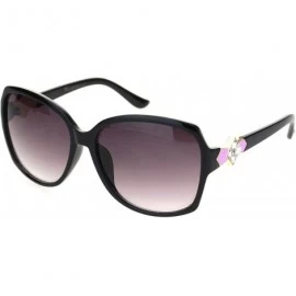 Oversized Womens Square Art Deco Rhinestone Jewel Butterfly Plastic Sunglasses - Black Purple Smoke - C318OQUNWO8 $10.39