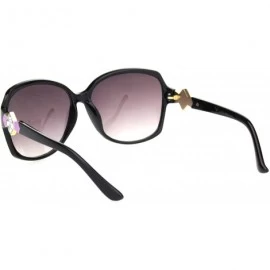 Oversized Womens Square Art Deco Rhinestone Jewel Butterfly Plastic Sunglasses - Black Purple Smoke - C318OQUNWO8 $10.39