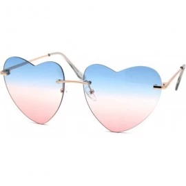 Rimless Womens Minimalist Rimless Heart Shape Elegant Sunglasses - Gold Blue Pink - CI195SMAOSM $22.40