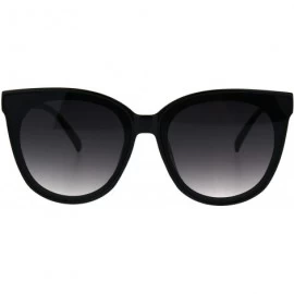 Rectangular Womens Minimal Horned Simple Plastic Boyfriend Style Sunglasses - Black Smoke - CT1860XMGW2 $13.39