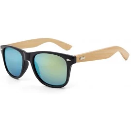 Semi-rimless Retro Sunglasses Men Bamboo Sunglass Women Sport Goggles Gold Mirror Sun Glasses - C6 - CG194OD0IYI $22.05