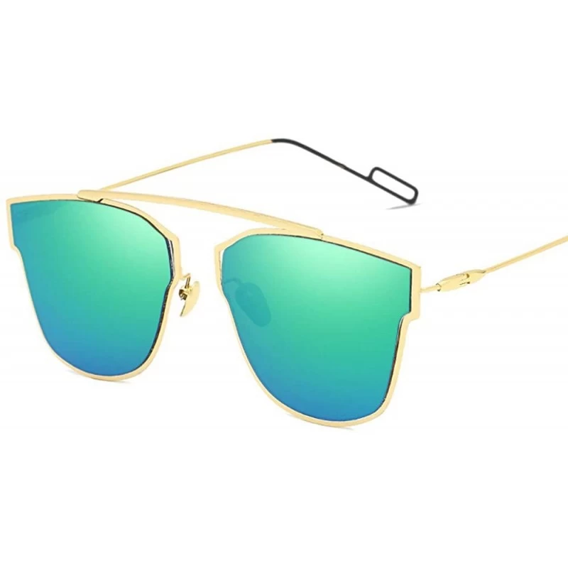 Goggle Trendy Reflective Sunglasses Hipster Sunglasses Metallic Glasses - Gold Frame in Green Mercury - CZ18TMOOCCQ $11.52