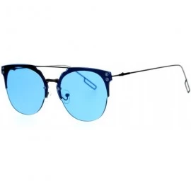 Rimless Rimless Half Rim Style Flat Top Hipster Flat Lens Sunglasses - Blue - C012CDS8SRF $13.92