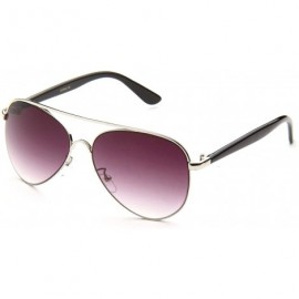 Aviator Fashion Aviator Sunglasses - Silver/Black/Purple Lens - CX117P3PVBZ $21.52