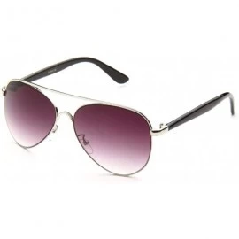 Aviator Fashion Aviator Sunglasses - Silver/Black/Purple Lens - CX117P3PVBZ $8.82