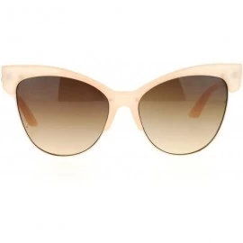 Cat Eye Half Horn Rim Cat Eye Womens Retro Sunglasses - Beige Brown - CA12H5HA85X $23.29