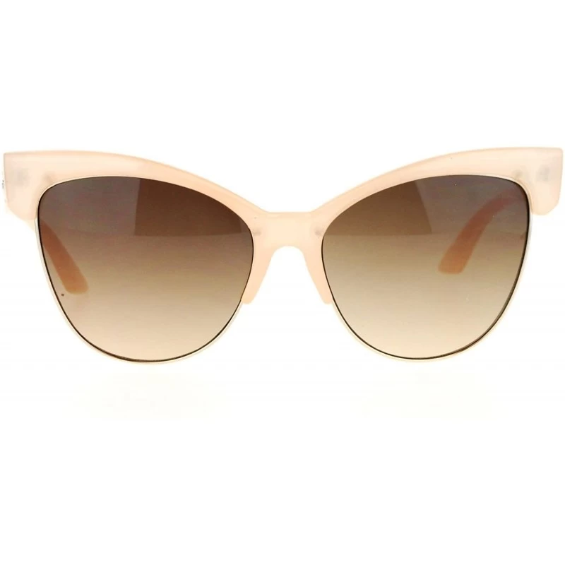 Cat Eye Half Horn Rim Cat Eye Womens Retro Sunglasses - Beige Brown - CA12H5HA85X $12.26