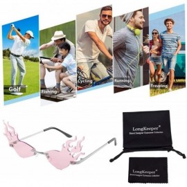 Rimless 2020 Fashion Rimless Sunglasses Women Fashion Driving Small Eyewear - Silver Pink - C6192445RI2 $11.16