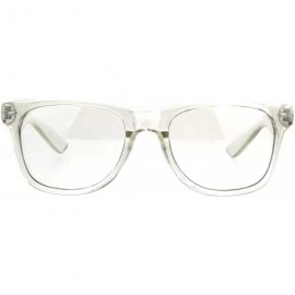 Rectangular Mens Clear Frame Hipster Horn Rim Plastic Eye Glasses - Shiny Clear - C1180AR94D5 $18.53