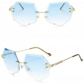 Aviator Unique Oculos De Sol Ladies Eyewear UV400 Metal Frame Brand Designer C9 White - C4 Gradient Blue - C818YZWQXUT $17.05