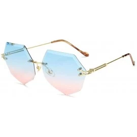 Aviator Unique Oculos De Sol Ladies Eyewear UV400 Metal Frame Brand Designer C9 White - C4 Gradient Blue - C818YZWQXUT $10.74